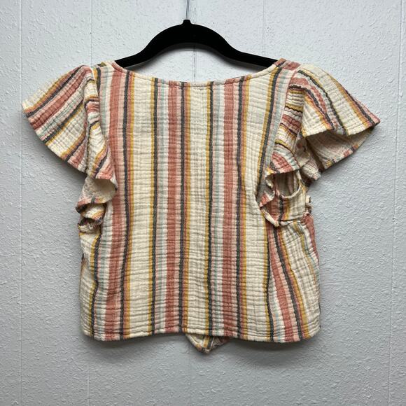 American Eagle Flutter Sleeve Gauzy Coquette Cottagecore Cropped Womens Top XS - Picture 3 of 9